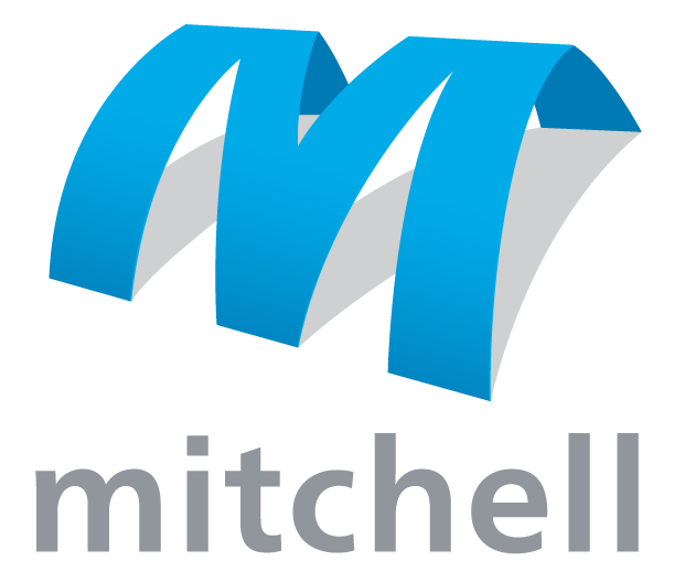 3D blue and white logo with stylized 'M' above lowercase 'mitchell' text