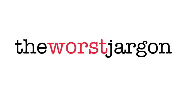 Red and black text saying "theworstjargon" on a white background