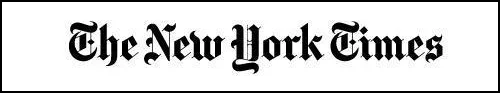 The New York Times newspaper logo in black gothic font on white background