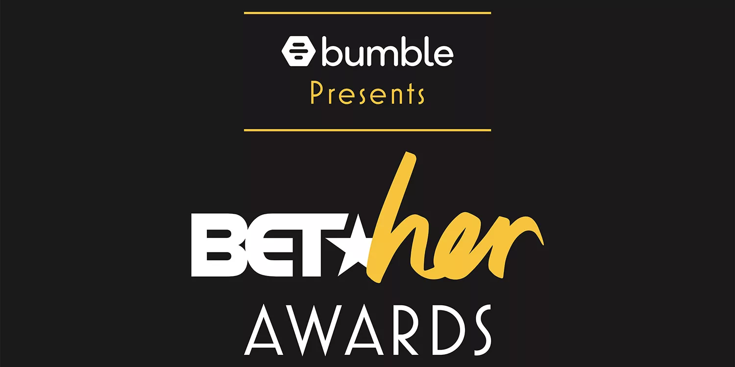 Bumble presents BET Her Awards logo on a black background