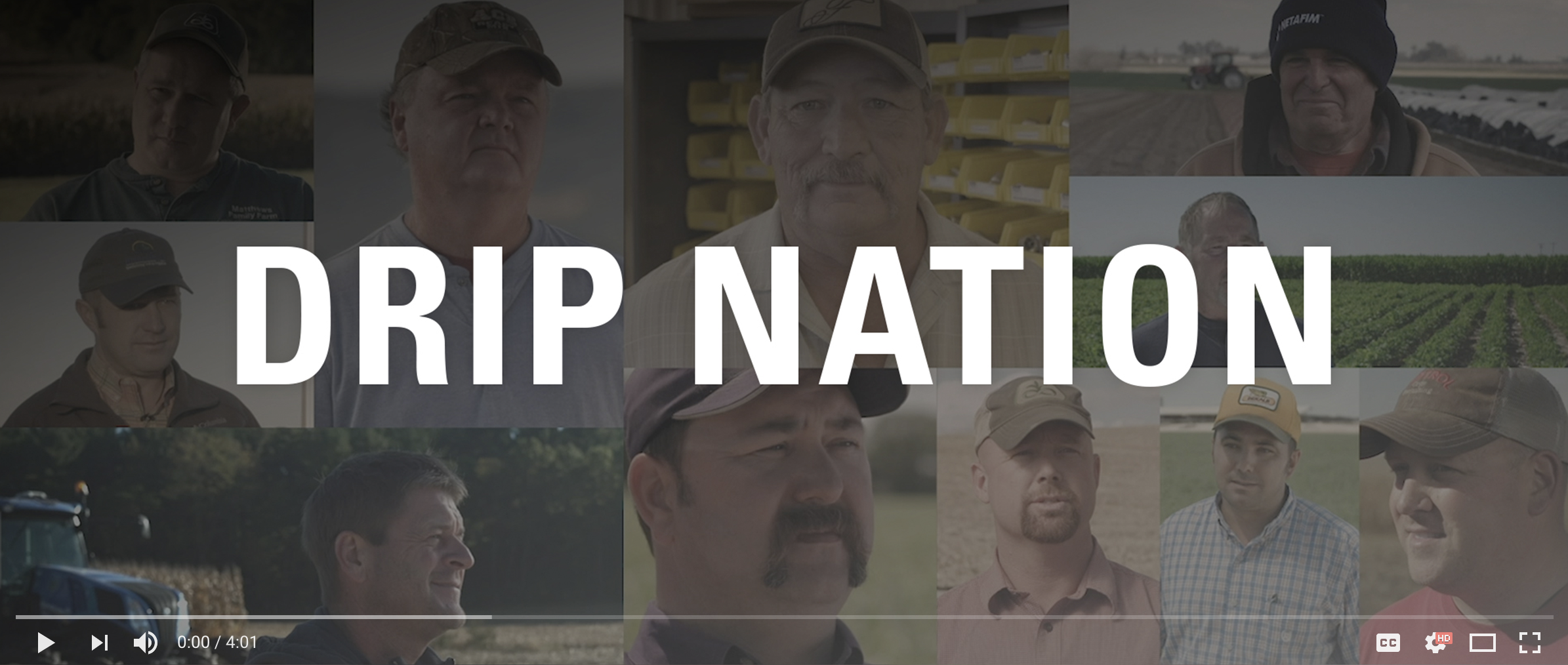 Collage of farmers with "DRIP NATION" text overlay and agricultural scenes