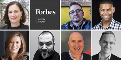 Group portrait of professionals with Forbes Agency Council logo