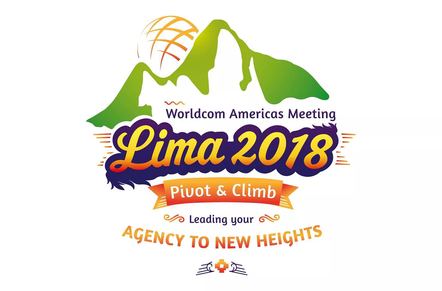 Logo for Worldcom Americas Meeting Lima 2018 with mountain and banner design