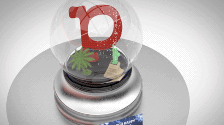 3D number 10 under a glass dome with festive decorations and confetti.