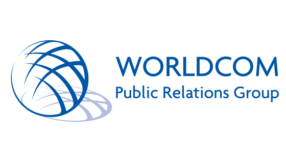 Worldcom Public Relations Group logo with stylized blue globe graphic