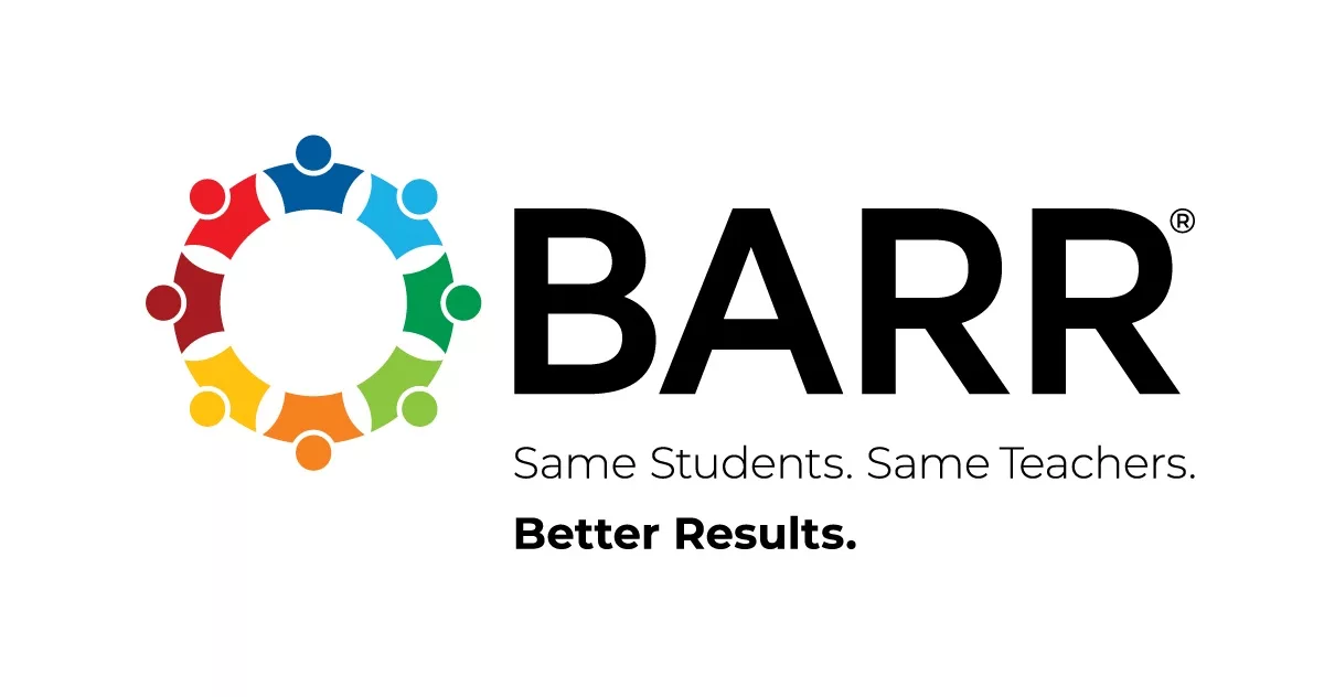 Colorful circle logo with text BARR