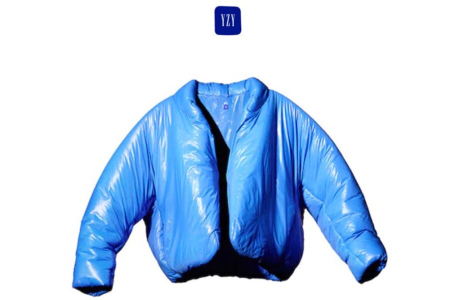 Blue puffer jacket with glossy finish