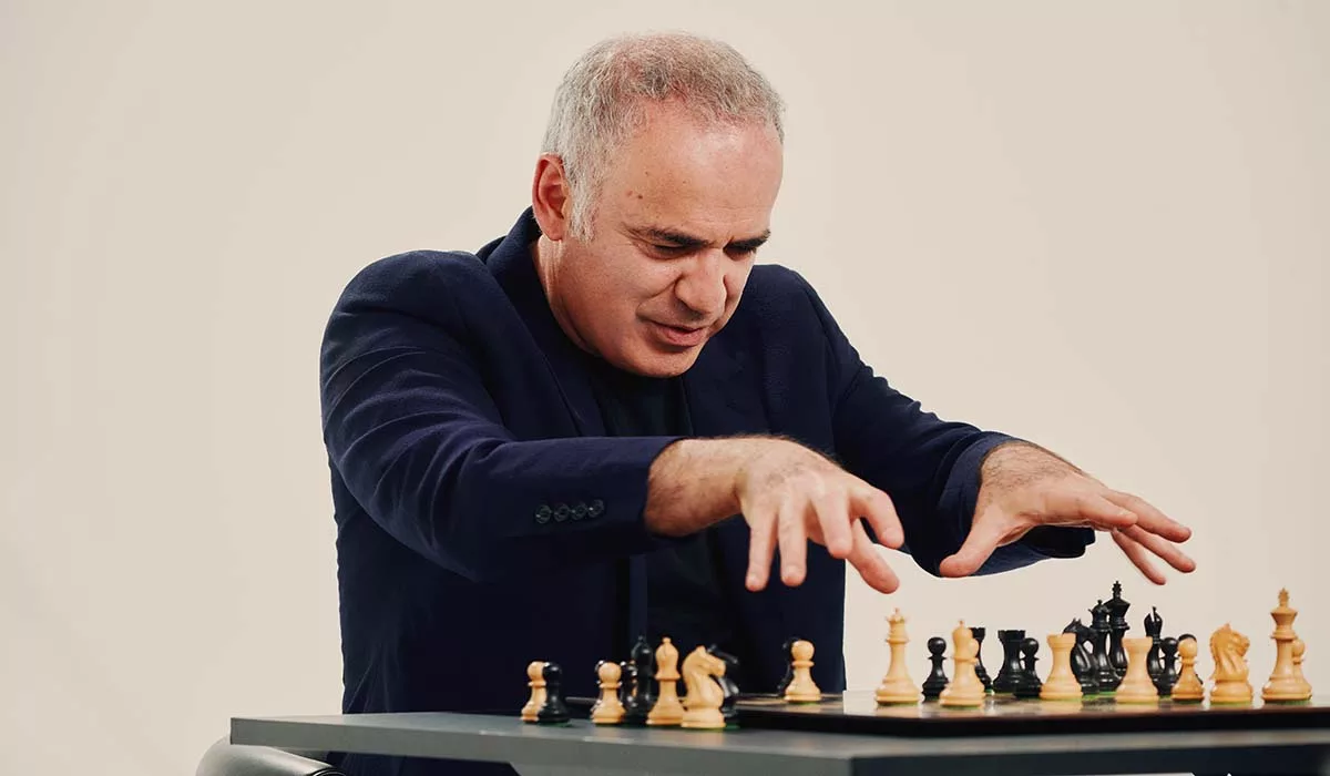 Concentrated man playing chess