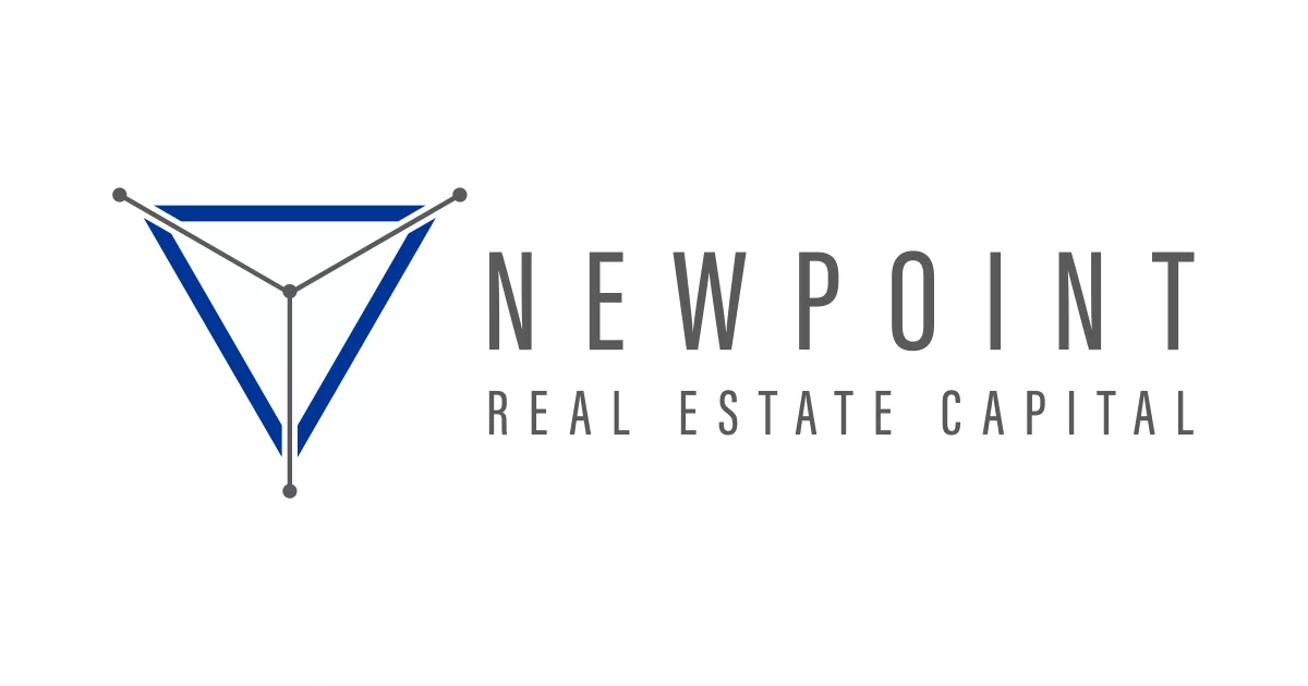 NewPoint Real Estate Capital logo with stylized blue geometry
