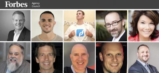 Nine professionals featured in a Forbes Agency Council montage