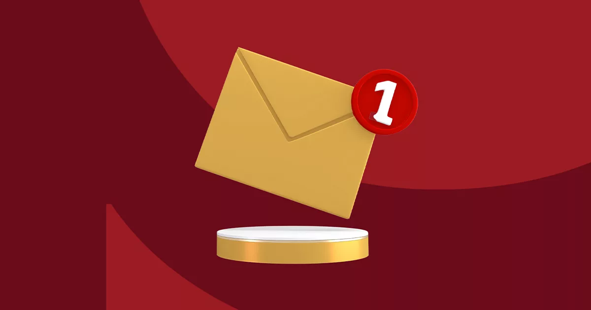 New email notification icon with one unread email on red background