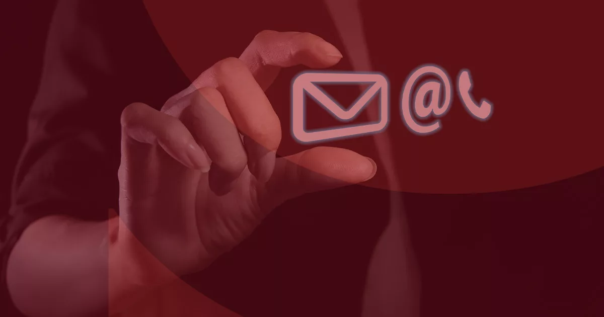 Hand clicking virtual email icon