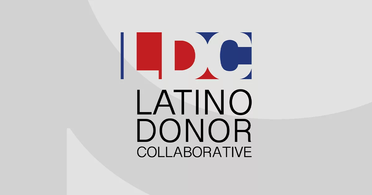 Logo of Latino Donor Collaborative with geometric shapes and text.