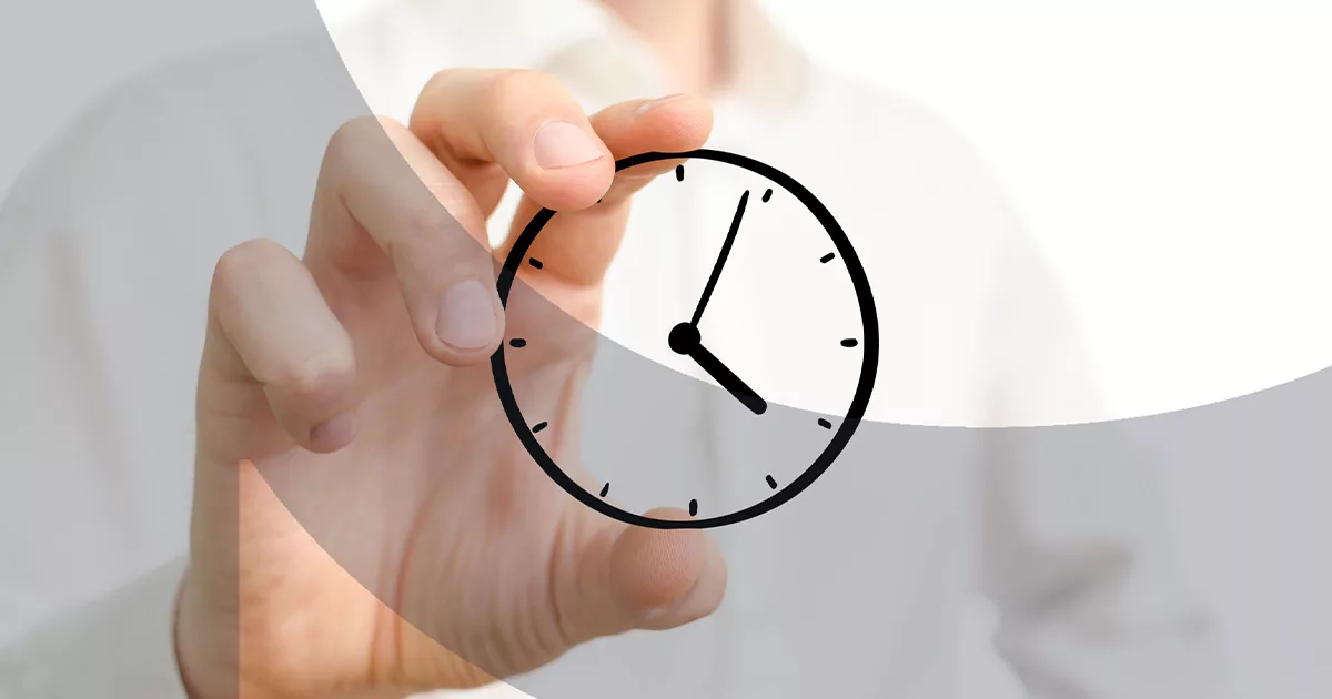Person holding transparent clock overlay