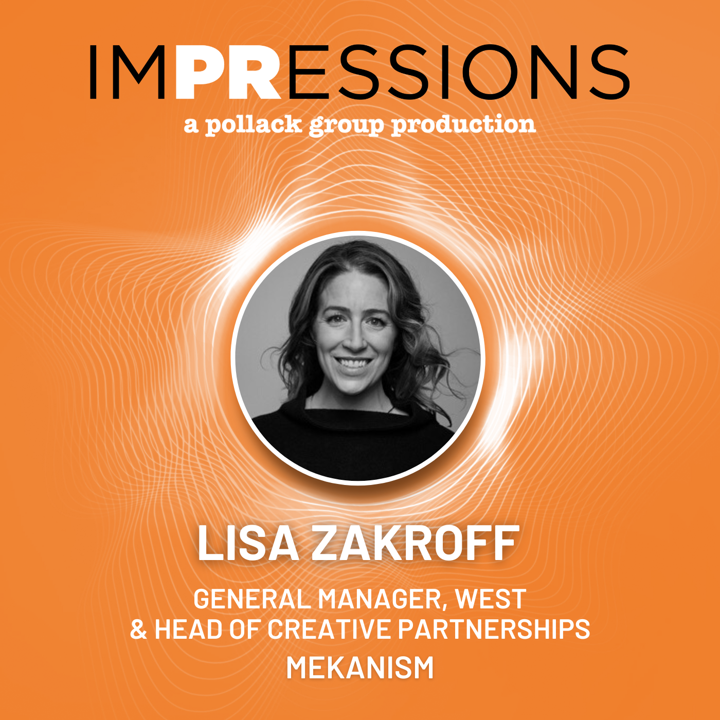 Promotional graphic for IMPRESSIONS featuring Lisa Zakroff from MEKANISM.