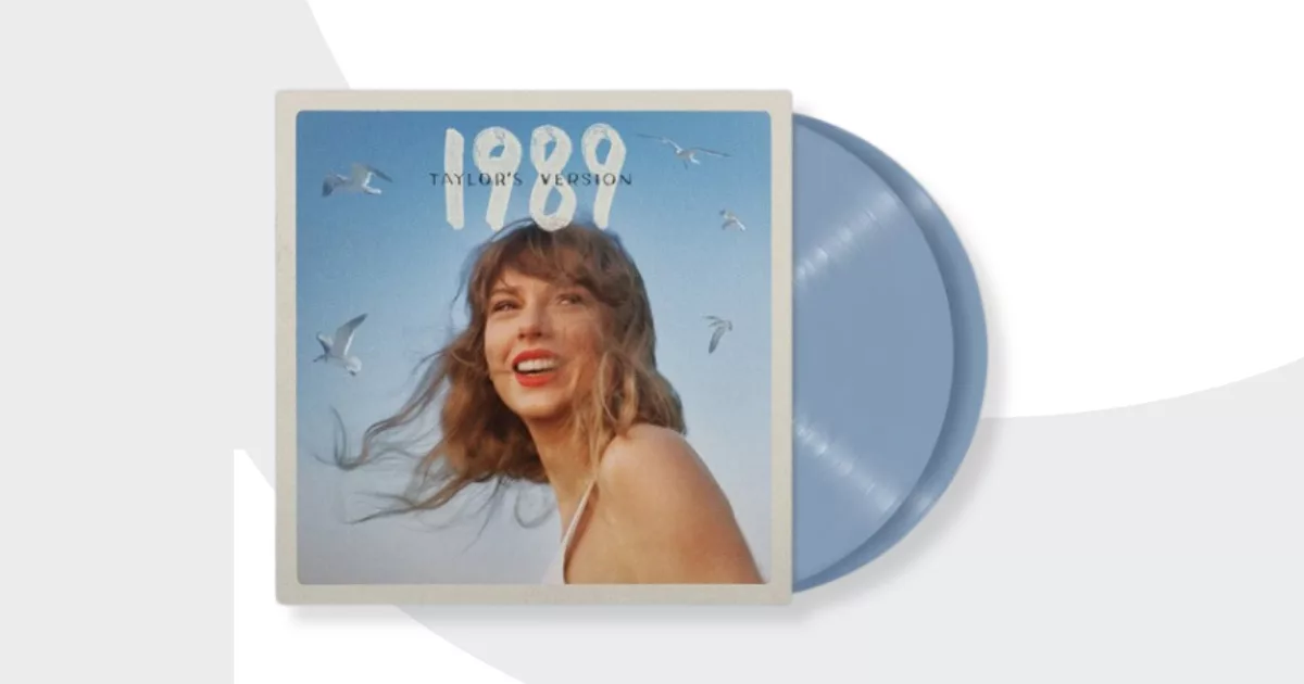 Limited edition vinyl record with blue disc and album cover art