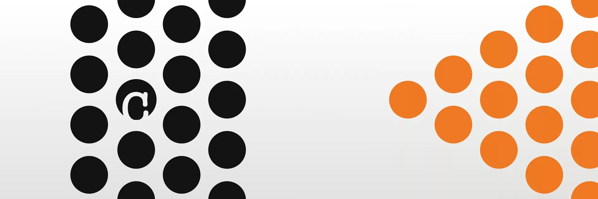Black and orange dots on a gradient background