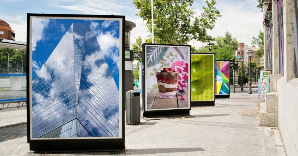 Outdoor advertising billboards on the street