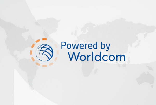Powered by Worldcom logo over a map of the world